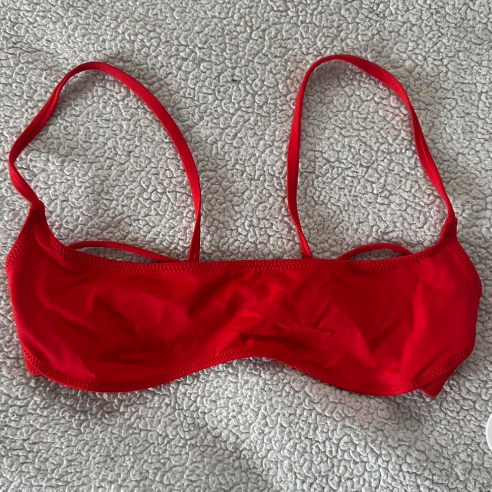SKIMS Red Scoop Bikini Top